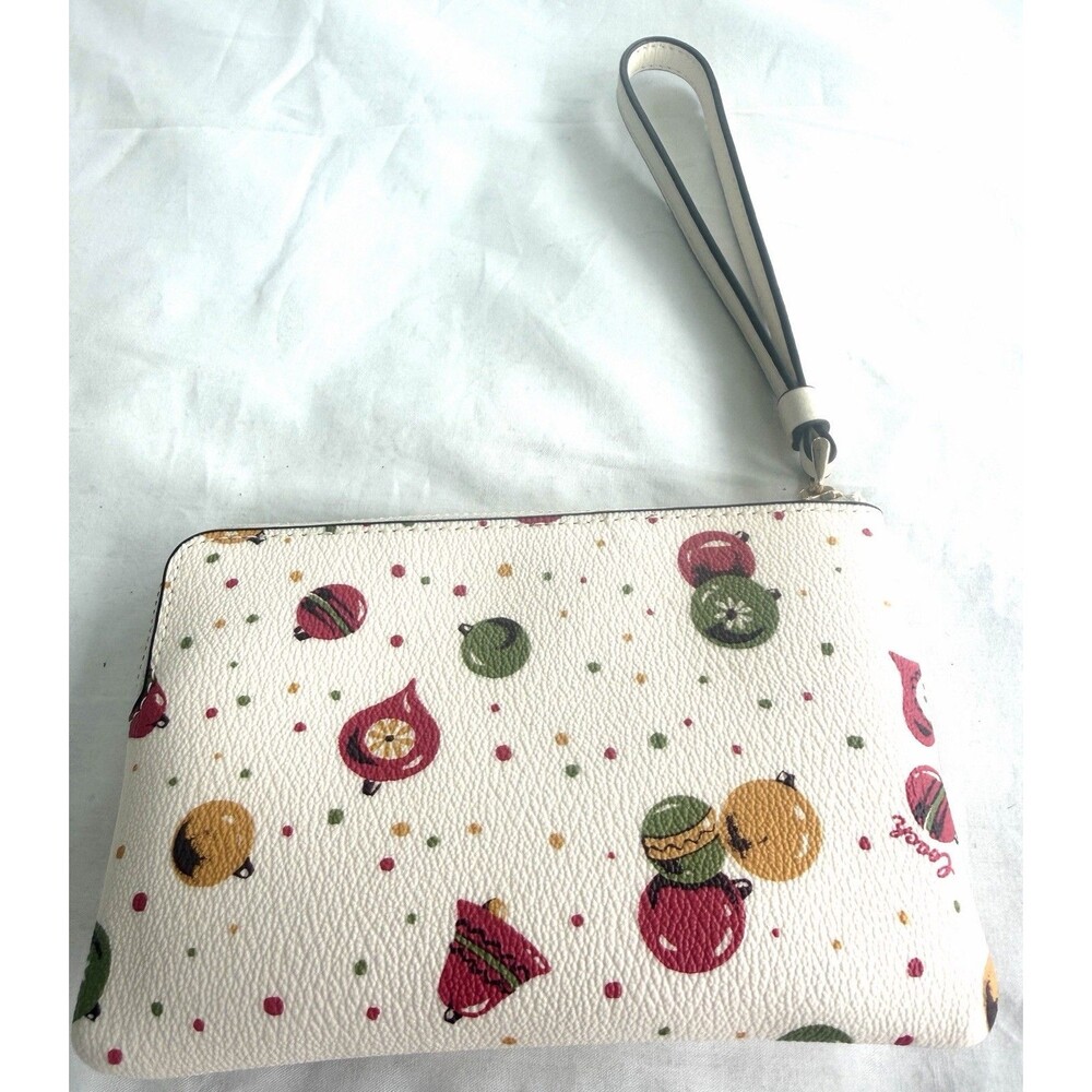Coach Corner Zip Wristlet C7406 • Holiday Ornament Print - Christmas Print - Picture 2 of 16